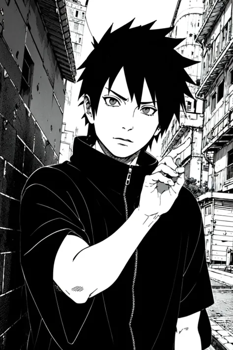emangaz, shippuden, 1boy, ((monochrome)), grayscale, 8k, ((masterpiece)), HDR, professional <lora:emangaz2:0.6>