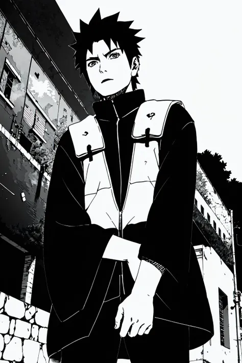 emangaz, shippuden, 1boy, ((monochrome)), grayscale, 8k, ((masterpiece)), HDR, professional <lora:emangaz2:0.8>