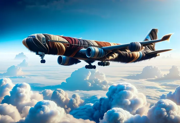 hyper detailed masterpiece, dynamic realistic digital art, awesome quality, DonMH41rXL a h-airplane above the DonMH41rXL hairy clouds, everything made of DonMH41rXL HAIR! <lora:DonMH41rXL-000006:1>