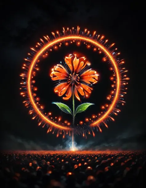 Completely black screen, absolutely nothing, pure black, detailed, but the celtic orange flower  <lora:ral-firworx:1> ral-fireworx