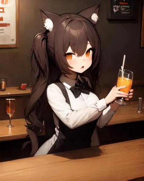 <lyco:Shirokujira-NAI-LyCORIS-v1.1:1>
a cat_girl working in a bar