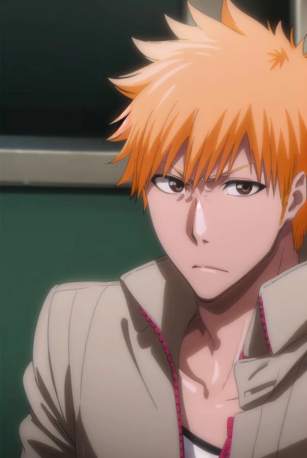 ichigokurosaki, <lora:ichigokurosaki-lora-nochekaiser:1>,
ichigo kurosaki, short hair, orange hair, spiked hair, (brown eyes:1.5),
BREAK shirt, long sleeves, school uniform, jacket, white shirt, open clothes, open jacket, grey jacket,
BREAK looking at viewer, upper body,
BREAK indoors, classroom,
BREAK <lyco:GoodHands-beta2:1>, (masterpiece:1.2), best quality, high resolution, unity 8k wallpaper, (illustration:0.8), (beautiful detailed eyes:1.6), extremely detailed face, perfect lighting, extremely detailed CG, (perfect hands, perfect anatomy),