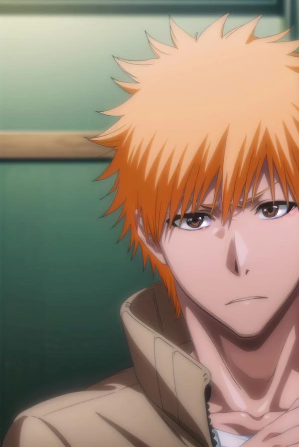 ichigokurosaki, <lora:ichigokurosaki-lora-nochekaiser:1>,
ichigo kurosaki, short hair, orange hair, spiked hair, (brown eyes:1.5),
BREAK shirt, long sleeves, school uniform, jacket, white shirt, open clothes, open jacket, grey jacket,
BREAK looking at viewer, upper body,
BREAK indoors, classroom,
BREAK <lyco:GoodHands-beta2:1>, (masterpiece:1.2), best quality, high resolution, unity 8k wallpaper, (illustration:0.8), (beautiful detailed eyes:1.6), extremely detailed face, perfect lighting, extremely detailed CG, (perfect hands, perfect anatomy),