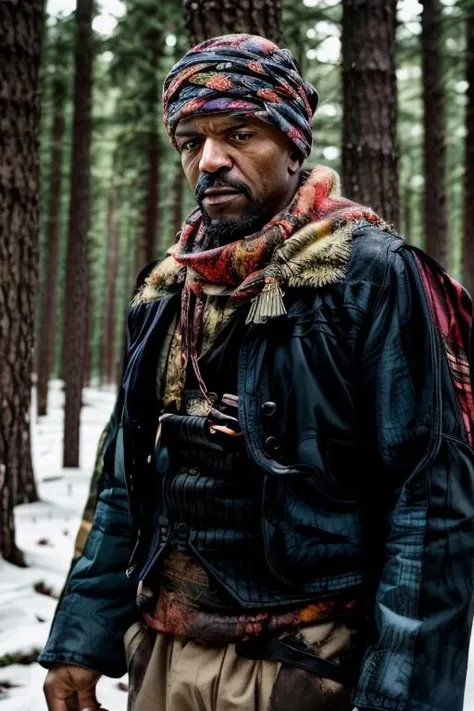 cinematic photo, best quality, tcr3ws wearing a zeybek with a scarf, in The Enchanted Forest, 35mm photograph, film, bokeh, professional, 4k, highly detailed <lora:add_detail:1> <lora:EgeErkek-10 (3):.9>
