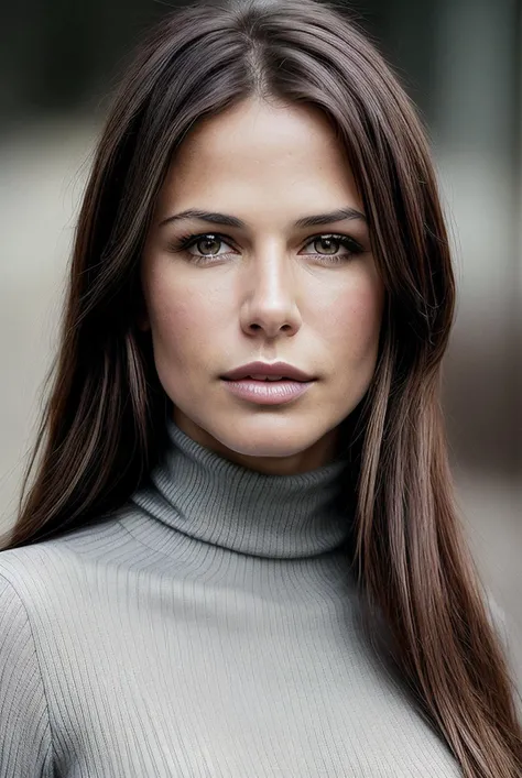 beautiful woman (EPRh0n4M1tr4:.99),(masterpierce, photorealistic, best quality, 8k, dslr, absurdres,award winning photo, extremely detailed, amazing, fine detail, extremely detailed eyes and face),Closeup portrait of a classy woman, looking at viewer, wearing Ribbed Turtleneck, in BAGHDAD , standing,