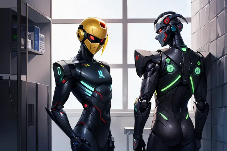 (1man), (male:1.2), masked face, finely detailed eyes and face, slim body, impeccable grooming, exuding confidence and sophistication, porcelain skin, leaning against a wall with arms crossed, African, enthusiastic, full scorpion, Anti-Radiation Suit, Butt focus,,
advanced robotics research institute, humanoid machines, ai ethics, future of automation