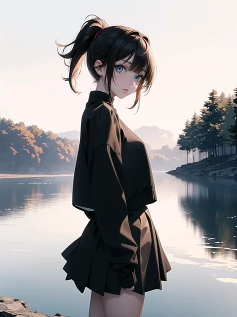(masterpiece, highest quality, 8k, 16k, high quality, best quality:1.3, absurdres, highres, digital art, intricate),
1 girl, list cut girl,
detailed beautiful face,
detailed beautiful eyes,
looking abyss from side,
sweater, skirt,
<lora:hairdetailer:1>