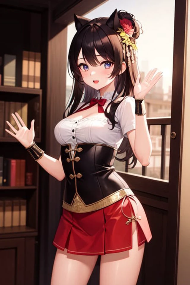 (((masterpiece))),(((best quality))),(((extremely detailed))),illustration,1girl, solo, waving,