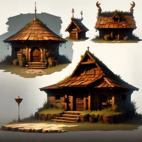 2dart of a viking house, video game asset, concept art