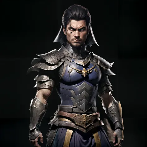 (Male:1.1), angry, armor over shirt,