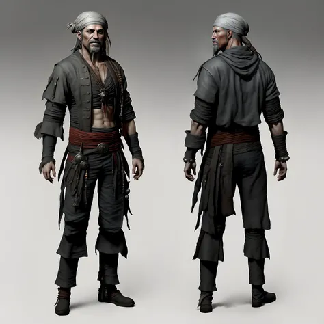 photo of a photorealistic full body of Slim Amarican (((male))) Pirate with grey clothing, tk-char, multiple views of the same character, award winning image, masterpiece, highly detailed, 8k, rtx, unreal engine, character concept art, <lora:SPYBGTK-C-Enh-V2_NoiseOffset:1>