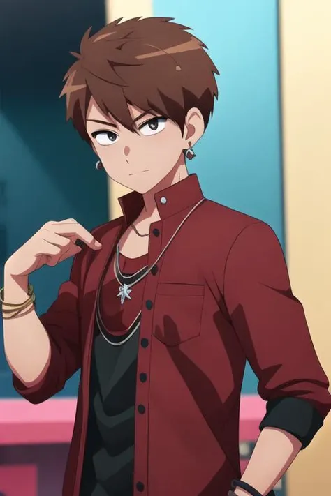 masterpiece, best quality, , 1boy, solo, male focus, looking at viewer, upper body, , <lora:ryuuya_romantic_killer:0.72>, ryuuya_romantic_killer, brown hair, jewelry, necklace, gakuran, hat