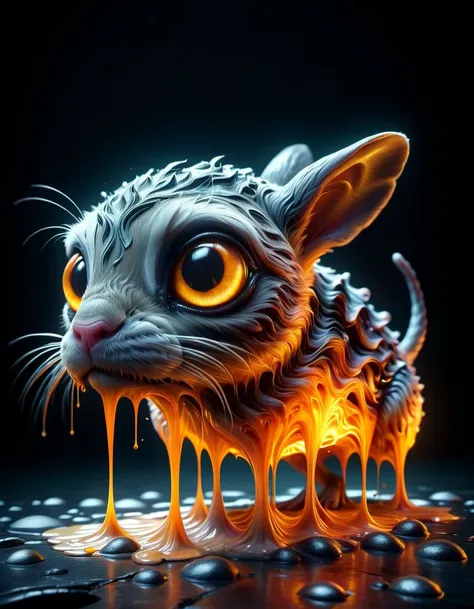 Mix the glowing-mushrooms, (ferret|rabbit|turtle) and curly fur to create adorable black magical creature with big glowing eyes, masterpiece, Surrealism, close-up, macro photo, f/1.2, backlighting, Albert Edelfelt, multicolored hair <lora:bigeyes-xl-v1:1.8> big eyes, anime eyes <lora:ral-melting-sdxl:0.9> ral-melting <lora:add-detail-XL:0.75>, subsurface scattering, ultra hd, 4k, high def, Photorealistic, Hyperrealistic, Hyper detailed, analog style, realistic, masterpiece, best quality, ultra realistic, 8k, Intricate, High Detail, film photography, soft lighting, heavy shadow