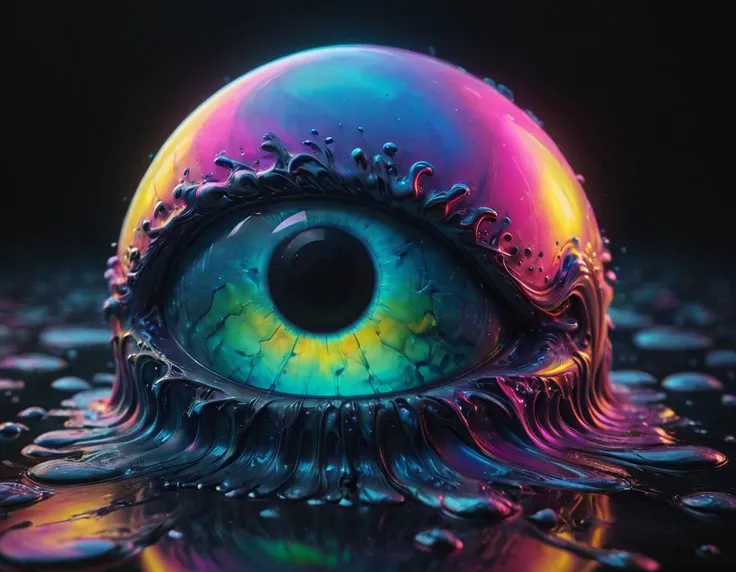 A (gigantic eye:1.1) floating in the night sky looking at a person swimming in the lake, eerie, trending on artstation, cgsociety <lora:add-detail-xl:0.8> <lora:GigerRainbowXL:0.53> g1h3r <lora:IOS_Iridescent_opal_style:0.55> <lora:ral-melting-sdxl:0.8> ral-melting, subsurface scattering, ultra hd, 4k, high def, Photorealistic, Hyperrealistic, Hyper detailed, analog style, realistic, masterpiece, best quality, ultra realistic, 8k, Intricate, High Detail, film photography, soft lighting, heavy shadow, Ombre color scheme of neon pink, neon blue, neon yellow, neon green, Color scheme of neon pink, neon blue, neon yellow, neon green