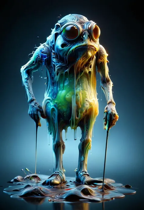 bioengineered anthropomorphic creature golfing, organic bioluminescent patterns, hauntingly beautiful, hyperrealistic, ultra resolution, professional photo, <lora:add-detail-xl:0.7>, <lora:xl_more_art-full_v1:0.4>, <lora:ral-melting:1> ral-melting