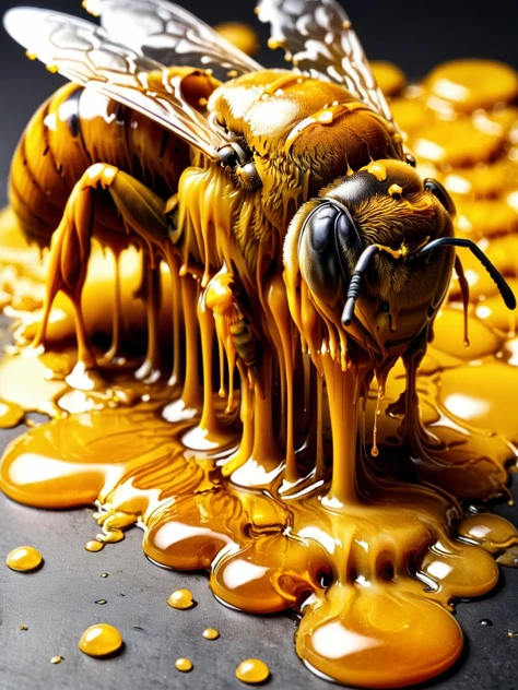 A bee ral-melting into runny honey <lora:ral-melting-sdxl:1> <lora:EnvyBetterHiresFixXL01:0:hr=1>