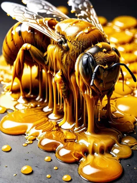 A bee ral-melting into runny honey  <lora:ral-melting-sdxl:1>  <lora:EnvyBetterHiresFixXL01:0:hr=1>