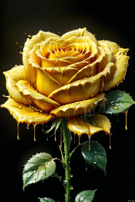 ral-melting,<lora:ral-melting:0.85>,<lora:xl_more_art-full_v1:0.5>,
A yellow rose made of transparent glass,
by Kim Soo-ja,Realistic,Glass-flowered Dewdrops,Transparent Glass-flowered,Realistically Expressing Flowers,Sparkling Sunshine,One Flower symbolizes breathtaking beauty,Centered in Perfect Composition,Complex Details Showing Unique and Enchanting Elements,Very Detailed Digital Painting,Golden Ratio,Dramatic Lighting,Very Realistic,