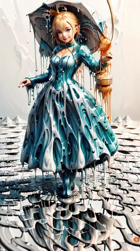 (a puddle of liquid:2) <lora:artoria_pendragon_v2:1> <lora:ral-melting-sd15:0.8> (ral-melting:1),(full body:1.3),standing
BREAK
bbsaber, green eyes, ahoge,long dress, blue dress,(latex:1.5),seductive smile,looking at viewer
BREAK
(black background,simple background:1),(melting,liquid state:1)