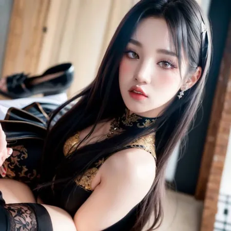 ((masterpiece)), best quality, extremely detailed face, ultra high res, (photorealistic:1.4), Amazing, finely detail, huge filesize, correct exposure, 1girl, svelte body, 162cm height, (intricate details), SOLO, looking at viewer, perfect lighting, realistic, lips, blush, shiny skin, fair skin,extremely detailed face, beautiful detailed eyes, (detail skin:1.2), makeup, depth of view, ((school uniform, overcoat,black stocking,leather shoes,)),full body, standing,
