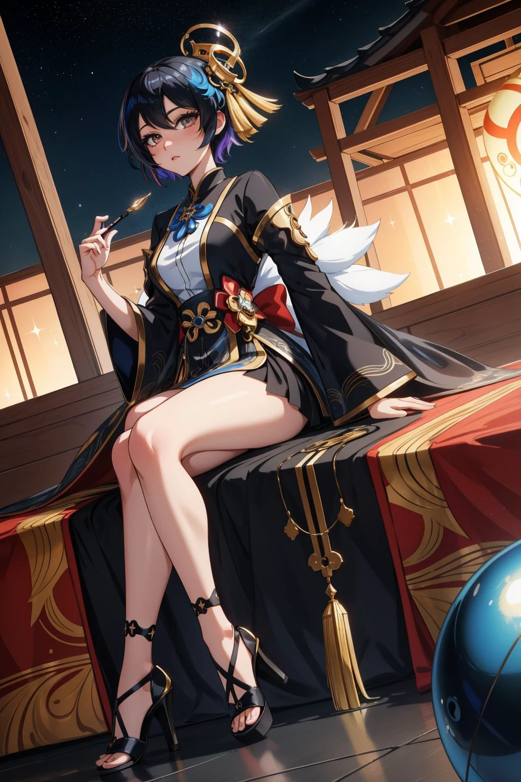 1girl, (stylized by Isaac Maimon:1.2) , masterpiece Cosplay Photograph, fairy tale, knee level shot of a Zen Dramatic Qing Dynasty ([Porsche:Ash:3]:1.3) , it is with [Anime|Unusual] patterns, it is covered in Soot, simple Sparkling background, dense cityscape with White oak, at Nighttime, soft focus, Masterpiece, Hopeless, Surrealism Art, Starlight, sharp and in focus, Canon 5d mark 4, pinhole lens, Single Color, dynamic composition, moody, contest winner, extremely detailed CG Unity 8k wallpaper, anime key visual, woman