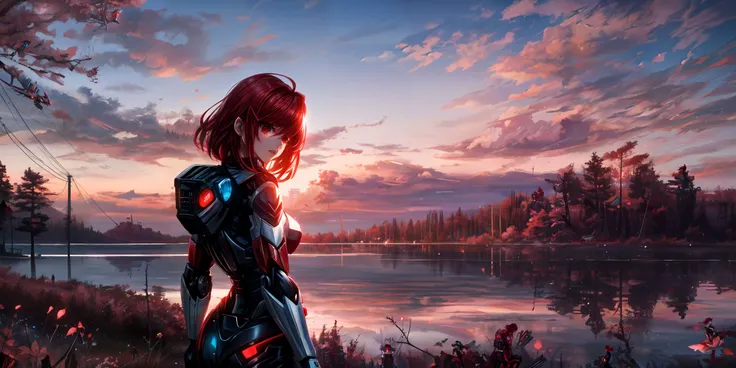 redhood, forest, sunset, lake in the background, sakura trees in the background, mechanical girl, mecha girl
<lora:more_details:1> <lora:RAL:0.7>