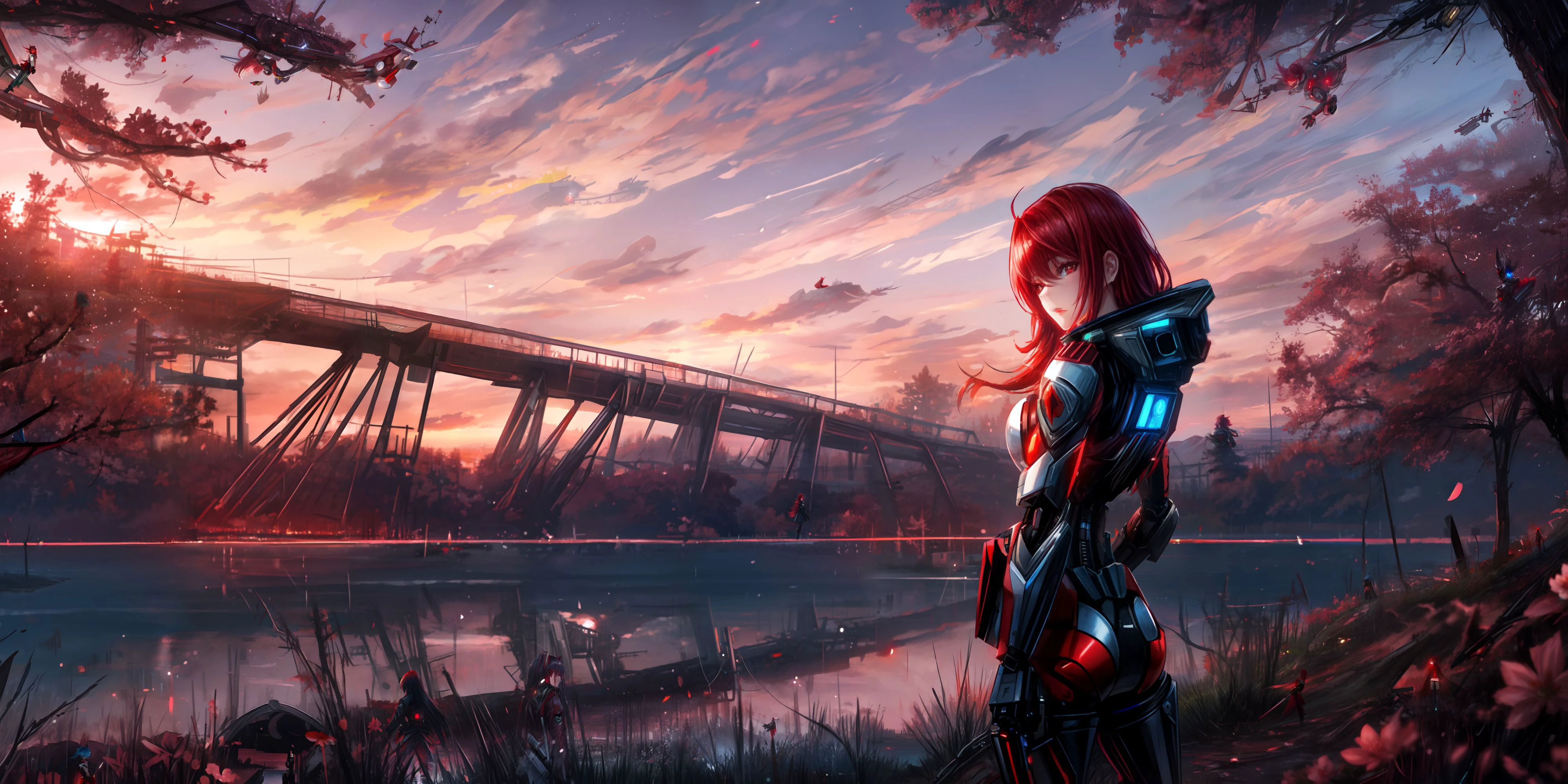 redhood, forest, sunset, lake in the background, sakura trees in the background, mechanical girl, mecha girl
<lora:more_details:1> <lora:RAL:0.7>