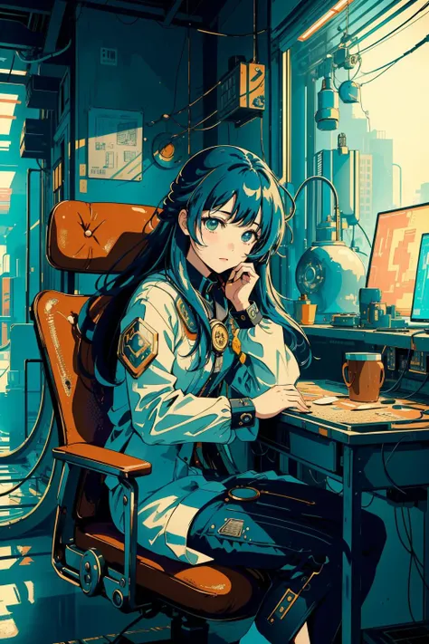 1girl, 8k Color splash, crowded field and roots, moody, medium wide shot of a Pressured Distinguished Artisanal ([Sagebrush:Parsons chair:2]:1.3) , it has ornate details, it is in a Cyberpunk setting, near 1970'S Laboratory, Thunderstorm, Very wide view, (stylized by Vija Celmins:1.2) , (Tony Northrup:1.2) , (Tang Yau Hoong:1.1) , Peaceful, Demoscene, soft lighting, Low shutter, Cold Colors, Kintsugi, halftone texture, octane engine, masterpiece