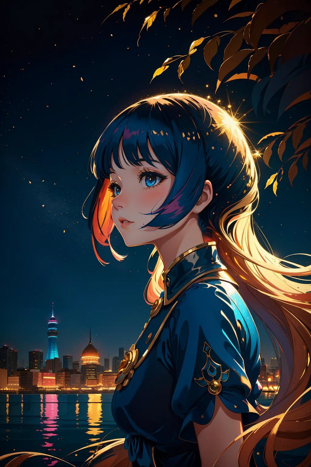 1girl, (high contrast art by John Batho:0.8) , abstract art, grand Drawing, masterpiece, Portrait of a [Stunning|Liquid] Mythical Indigo and Gold ([baby Albatross:Goldilocks:2]:1.3) looking like a strawberry shortcake, background is Enticing Port, crowded cityscape and water, Sunny, Bokeh, Light and Bright, highly detailed, Cloisonnism, cinematic lighting, Zoom lens, Single Color, Impasto, arcane, trending on artstation, dslr
