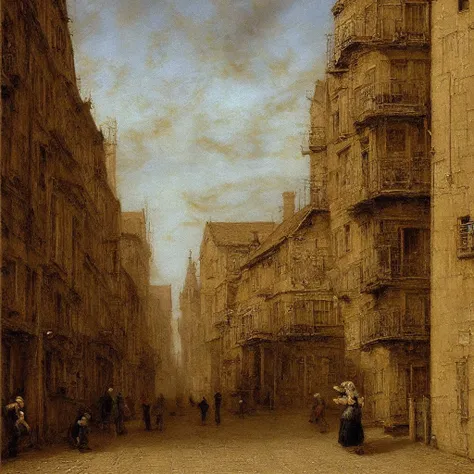 street, desolated style painting , high quality