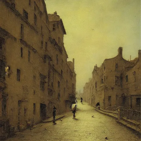 street, desolated style painting , high quality