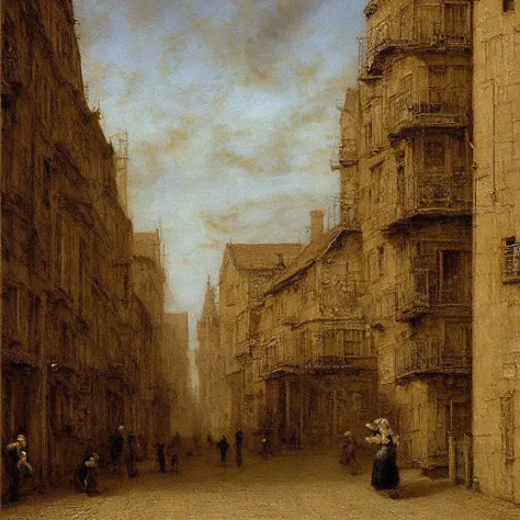 street, desolated style painting , high quality