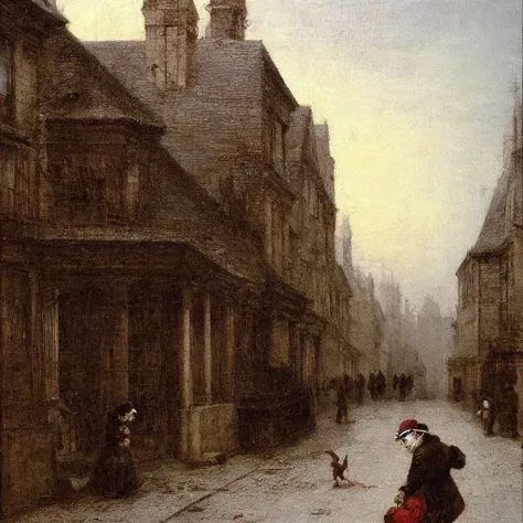 street, desolated style painting , high quality