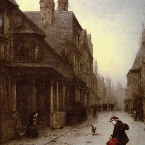 street, desolated style painting , high quality