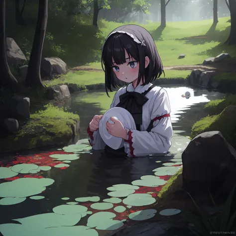 1girl, "The Begotten", it is Complex, Rude pond, natural lighting