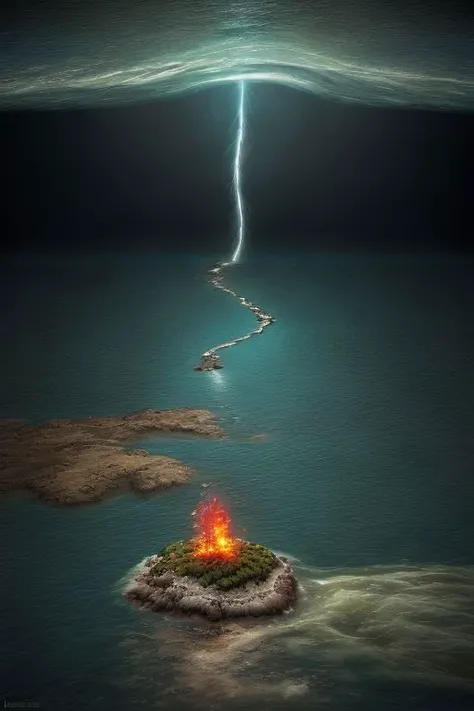 THREE SIGHTS OF REALM, instantphoto, GALACTIC TSUNAMI, SWALLOWED INSIDE OUT, flipped realm, ENORMOUS MINI MAN, GIANT RED, mini\(ttp\), (miniature, isometric, landscape, Hellscape, ocean storm, firey river, plasma entanglement:1.4) quantum swirl, cracking sights, shrinking sky, pulled into the longing mass