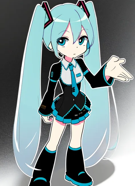 masterpiece, best quality, <lora:pas style:1>, solo, hatsune miku, shiny skin, standing, detailed background