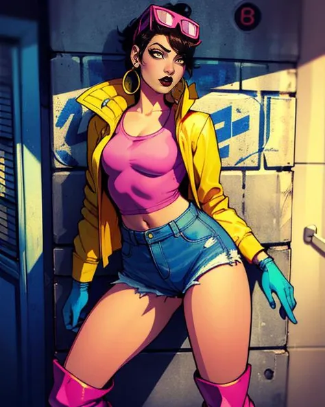 jubilee,short black hair,brown eyes ,lips ,lipstick,dark skin,solo, standing, close up,
streets, chain fence, wall with graffiti, retro,
(insanely detailed, beautiful detailed face, masterpiece, beautiful detailed eyes, best quality) <lora:jubilee:0.8>