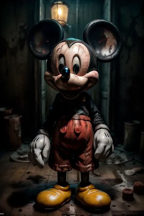 masterpiece, (photorealistic:1.4),creepy mickey mouse, RAW photo, 8k uhd, ((film grain)) , <lora:mickey mouse:0.8>