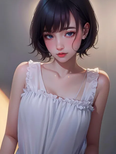 ((Best Quality, 8K, Masterpiece: 1.3)), Sharp: 1.2, Perfect Body Beauty: 1.4, Slim Abs: 1.2, ((Layered Hairstyle, Big Breasts: 1.2)), (Wet White Button  Shirt: 1.1), (Rain, Street: 1.2), Wet: 1.5, Highly detailed face and skin texture, detailed eyes, double eyelids, face looking at the camera, , push up bra