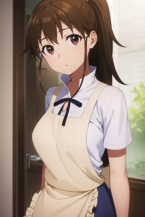 popurataneshima, <lora:popura taneshima s2-lora-nochekaiser:1>,
popura taneshima, long hair, brown hair, (brown eyes:1.5), ponytail, ahoge,
BREAK apron, waitress, short sleeves, skirt, black skirt,
BREAK indoors, restaurant,
BREAK looking at viewer, (cowboy shot:1.5),
BREAK <lyco:GoodHands-beta2:1>, (masterpiece:1.2), best quality, high resolution, unity 8k wallpaper, (illustration:0.8), (beautiful detailed eyes:1.6), extremely detailed face, perfect lighting, extremely detailed CG, (perfect hands, perfect anatomy),