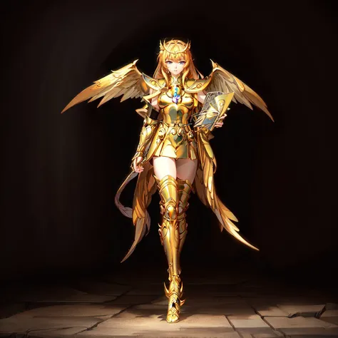 <lora:SagittariusArmor:0.6>, masterpiece, best quality, masterpiece, detailed face, detailed eyes, full body,  1girl, SagittariusArmor, female armor, long  golden wings,  walking on the ancient greek battlefields, , , (8k, RAW photo, best quality, masterpiece:1.2), solo focus, <lora:mgq_valkyriev0.1:0.4>, mgq_valkyrie, wings, sky,