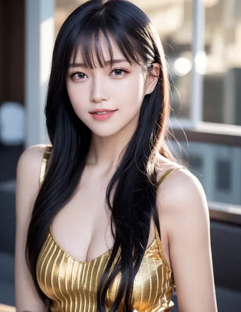(photorealistic:1.4), best quality, an extremely delicate and beautiful ,extemely detailed, highres, 1girl, tifa_lockhart, smile, RTX, full body, taut shirt, black hair, long hair, elbow gloves, beautiful detailed red eyes, light on face, cinematic lighting, <lora:Korean-doll-likeness:0.4> <lora:chineseGirls_v10:0.2> <lora:chineseQingchunGirl_chineseQingchunGirl:0.1>, gold bodysuit, mecha, beautiful legs, armored dress,