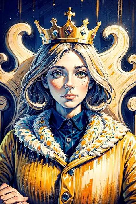 <lora:chalklora:1>chalk_drawing ,(1man,  old  male:1.2), wise,  hazel eyes, graying hair, side-swept fringe,
portrait, character focus, looking up, solo, half shot, detailed background, detailed face, royal  monarch,   sitting on throne,  throne room background, symmetrical composition, sidelighting, cinematic atmosphere,   royal crown,