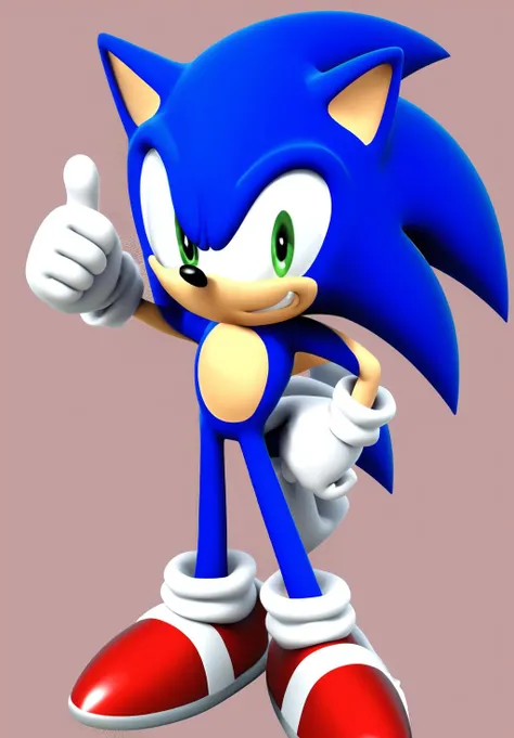 <lora:sonic:0.8>, sonic, solo, looking at viewer, smile, simple background, 1boy, standing, full body, male focus, socks, hand up, grin, hand on hip, happy, black background, furry male, thumbs up, sideways mouth