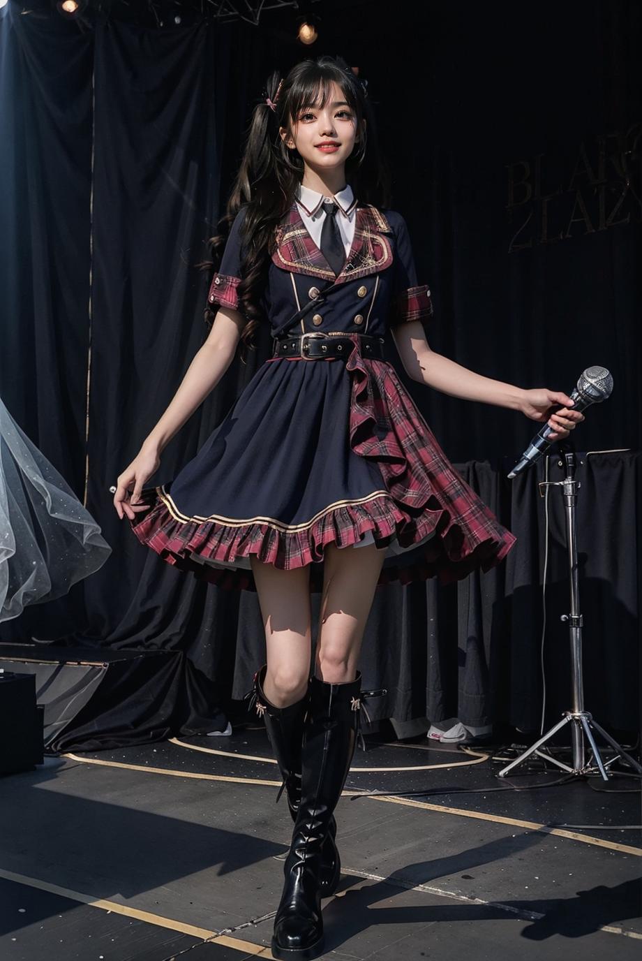 Araffe dressed in a short dress and boots on stage - SeaArt AI