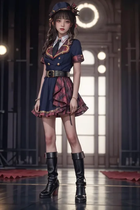 <lyco:GoodHands-beta2:1>,8k,highres,absurdres,masterpiece,best quality,original,extremely detailed CG,extremely detailed wallpaper,perfect lighting,
1girl,solo,blurry_background,looking_at_viewer,standing on the stage,
<lora:idol_costume_style5_v1:0.7>,idol_costume,
