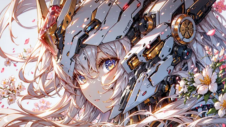 ((solo))Mecha helmet,((1girl)),grey mecha,Mech chest,(side face),long hair,flying hair,small breast,dramatic lighting,Flower background
<lora:Mecha_20230612141106:1>