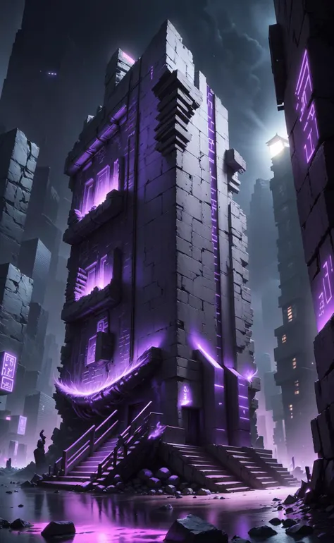 A beautiful city with purple gl0w1ngR