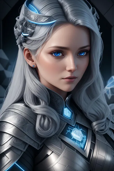 best quality, absurdres, high quality, a portrait of a beautiful woman, sitting, vixen, with Graphite Gray gl0w1ngR, <lora:gl0w1ngR3:0.8>, ultra detailed, studio lighting, beautiful detailed face, grey-blue eyes, blonde hair, hair over eyes, detailed background, in an igloo,